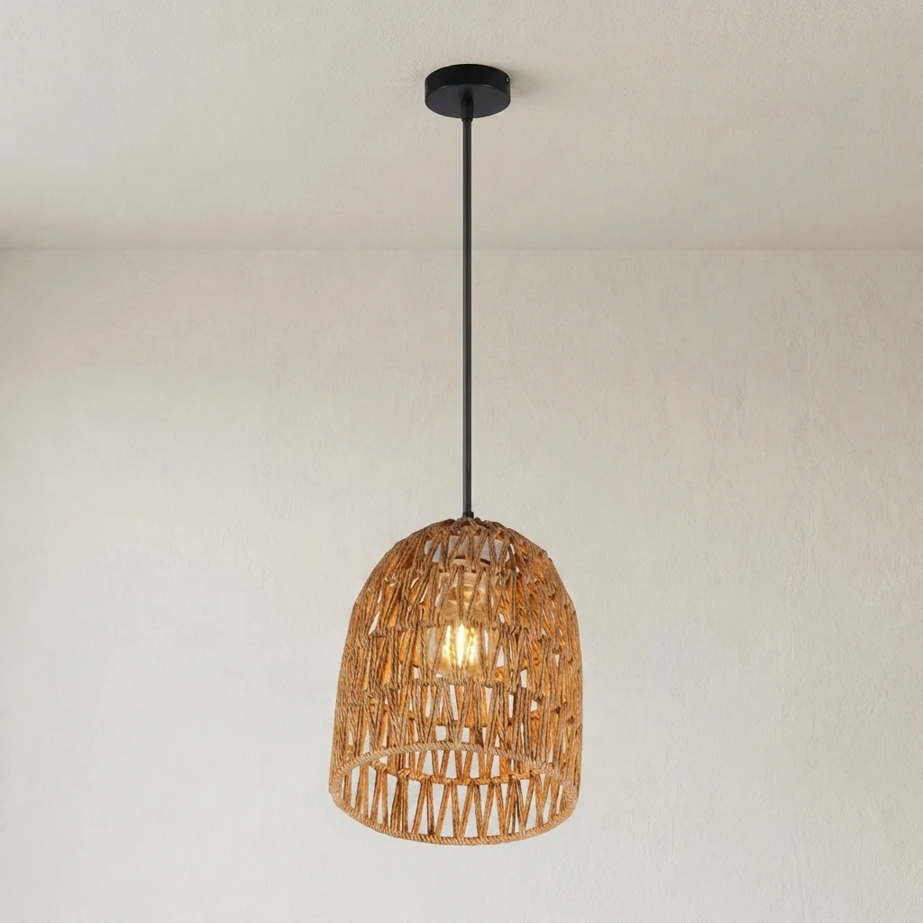 Woven Rattan Pendant Light detail