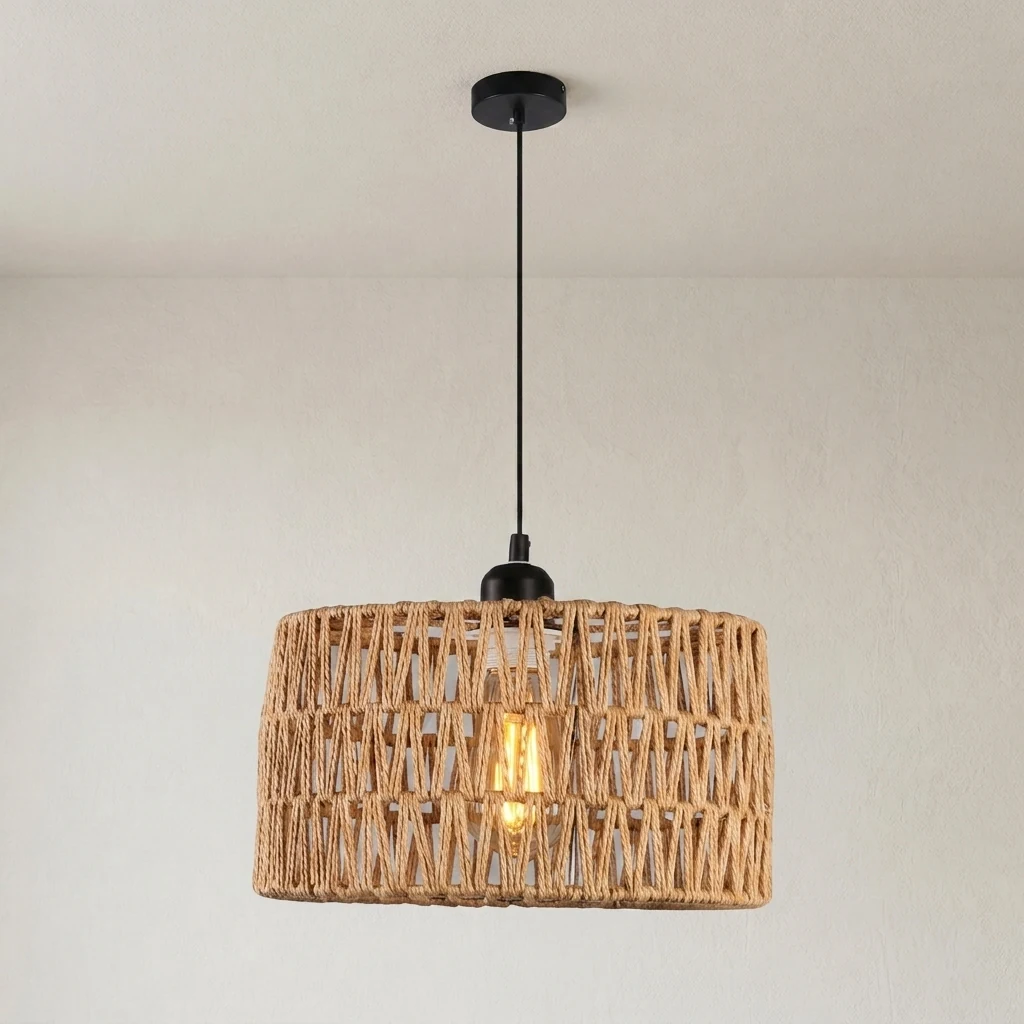 Woven Rattan Pendant Light detail
