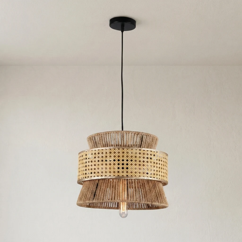 Woven Rattan Pendant Light detail