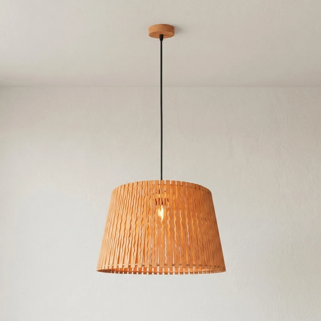 Woven Wooden Strip Drum Pendant Light Series