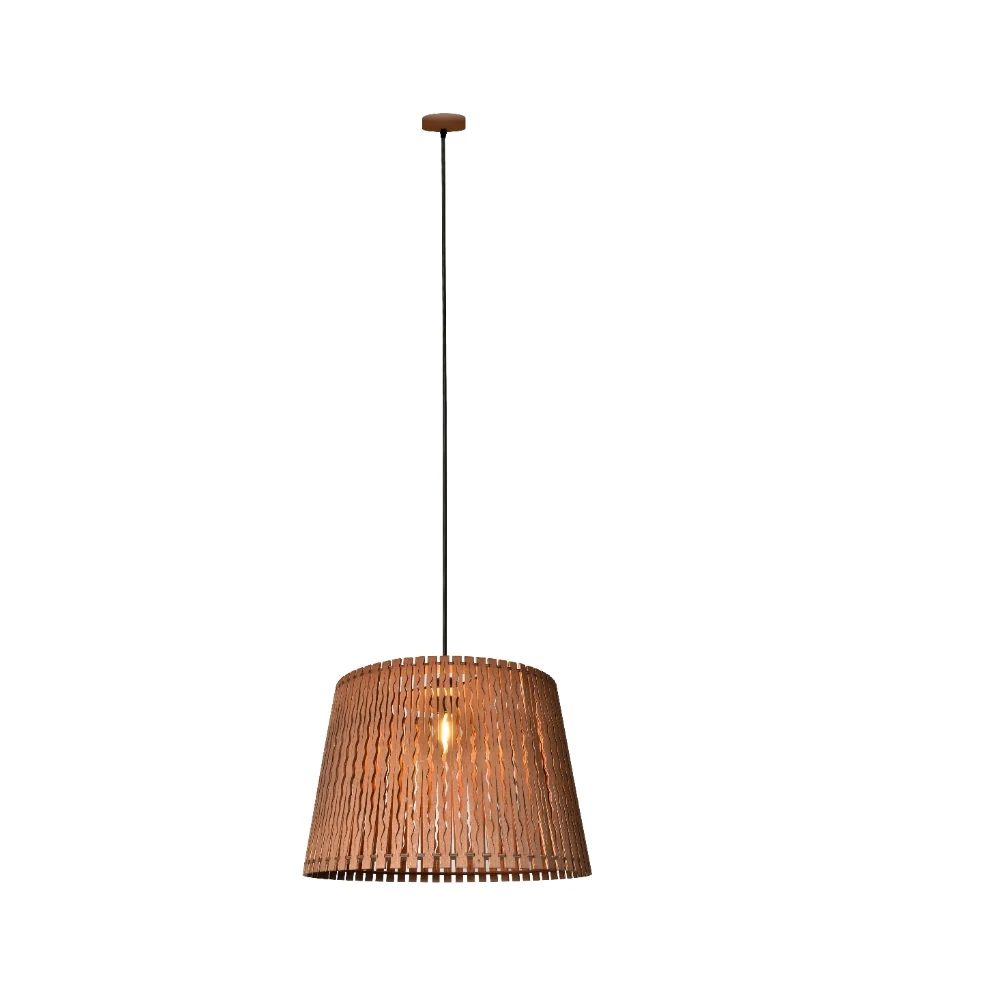 Woven Wooden Strip Drum Pendant Light Series detail