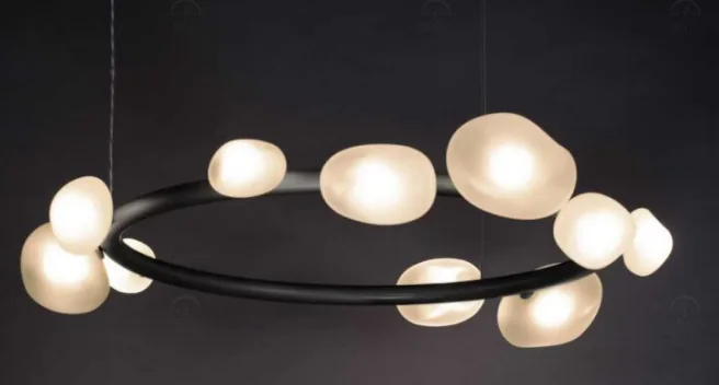Glass Material Pebble Ring Chandelier detail view 2