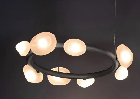 Glass Material Pebble Ring Chandelier detail view 4