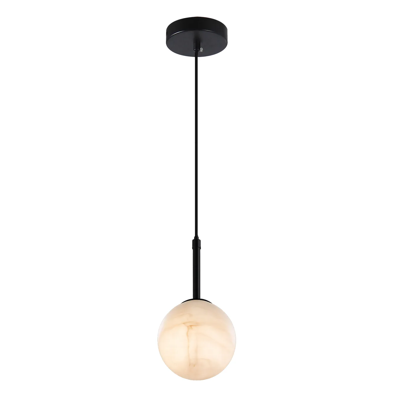 Modern Minimalist Alabaster Sphere Cluster Chandelier detail view 3