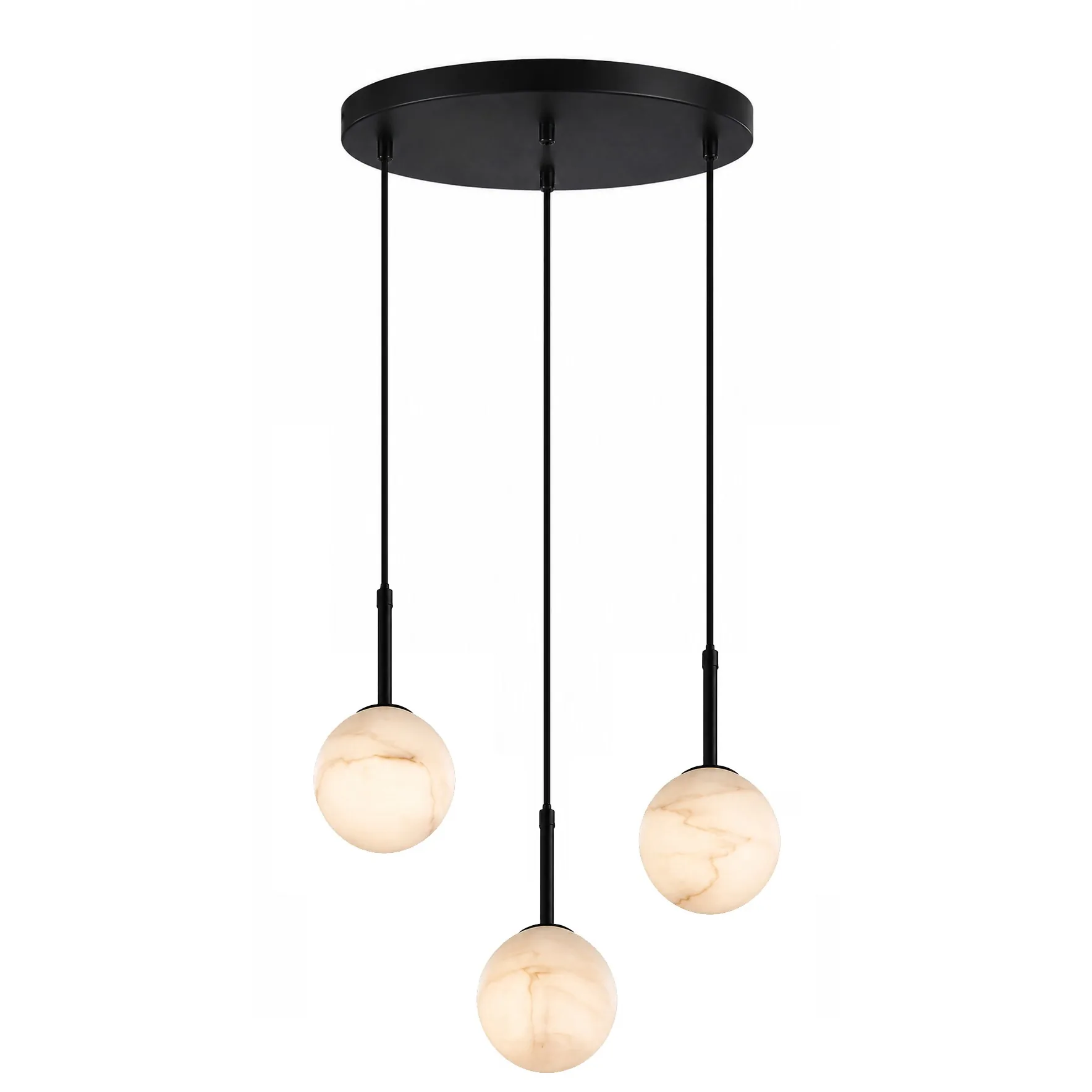Modern Minimalist Alabaster Sphere Cluster Chandelier detail view 4