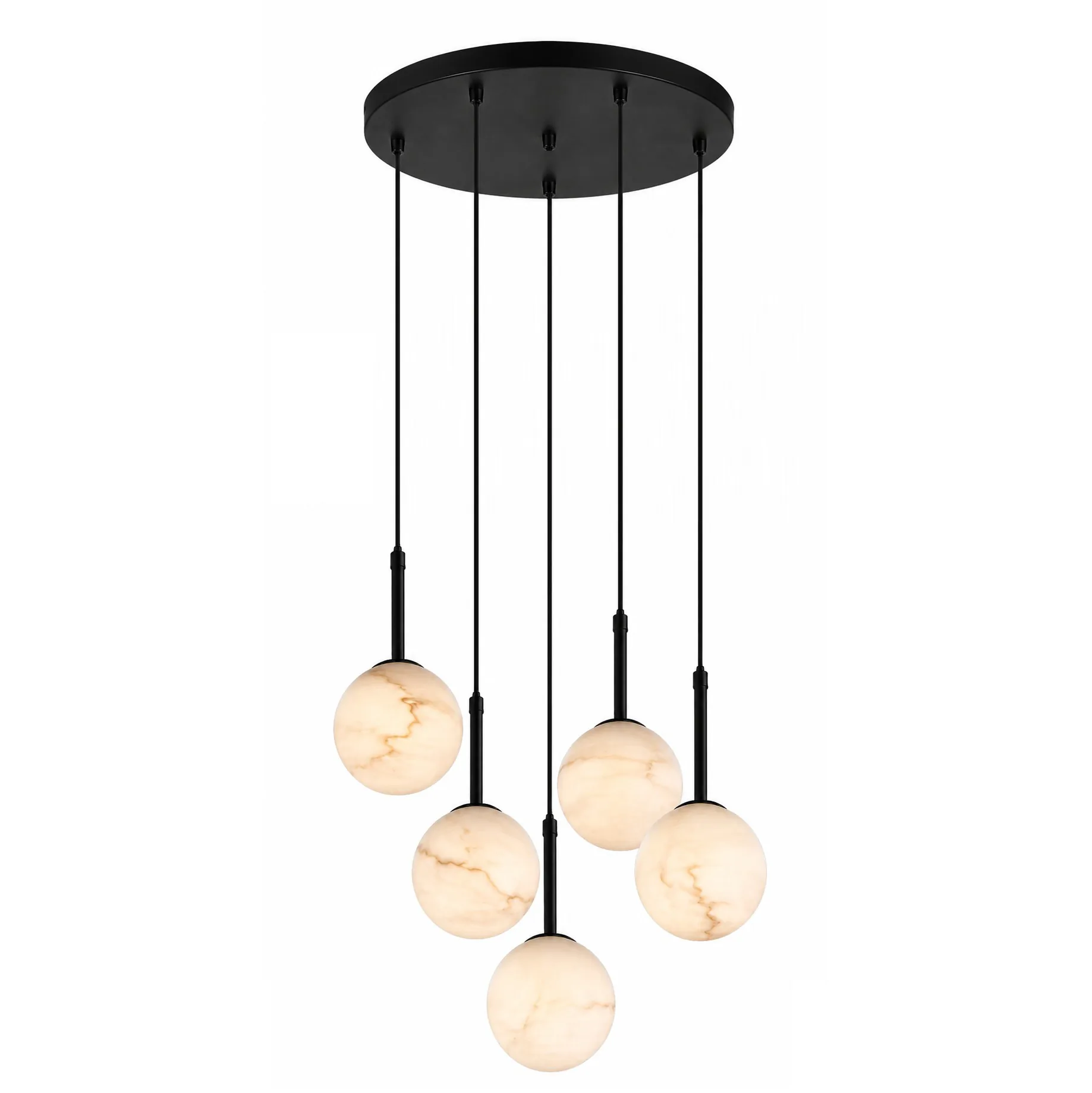 Modern Minimalist Alabaster Sphere Cluster Chandelier detail view 5