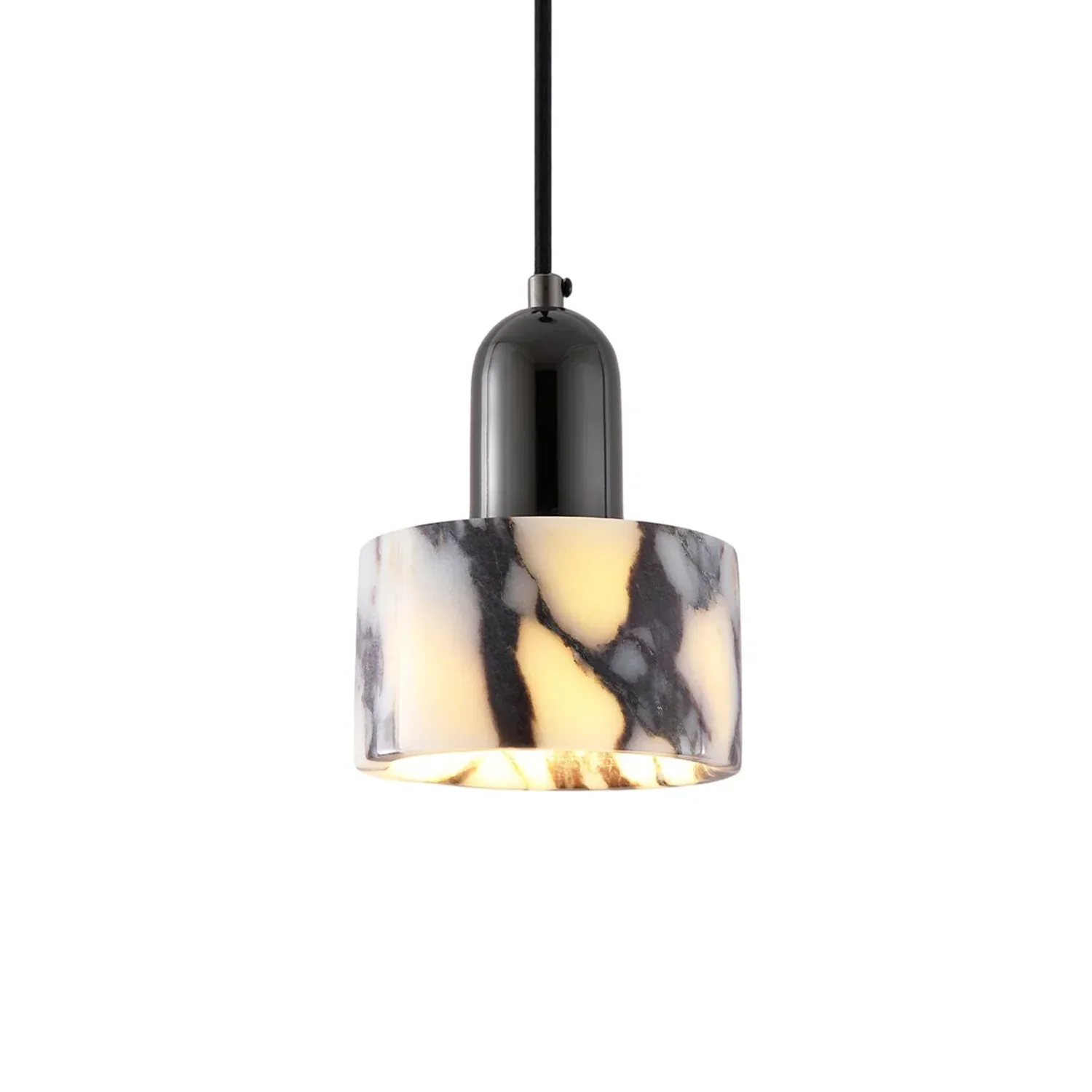Modern Minimalist Black and White Veined Marble Pendant Light Collection detail view 3