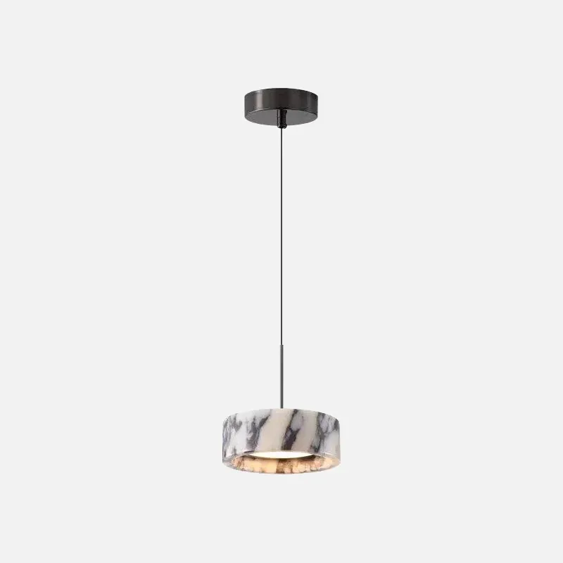 Modern Minimalist Black and White Veined Marble Pendant Light Collection detail view 4
