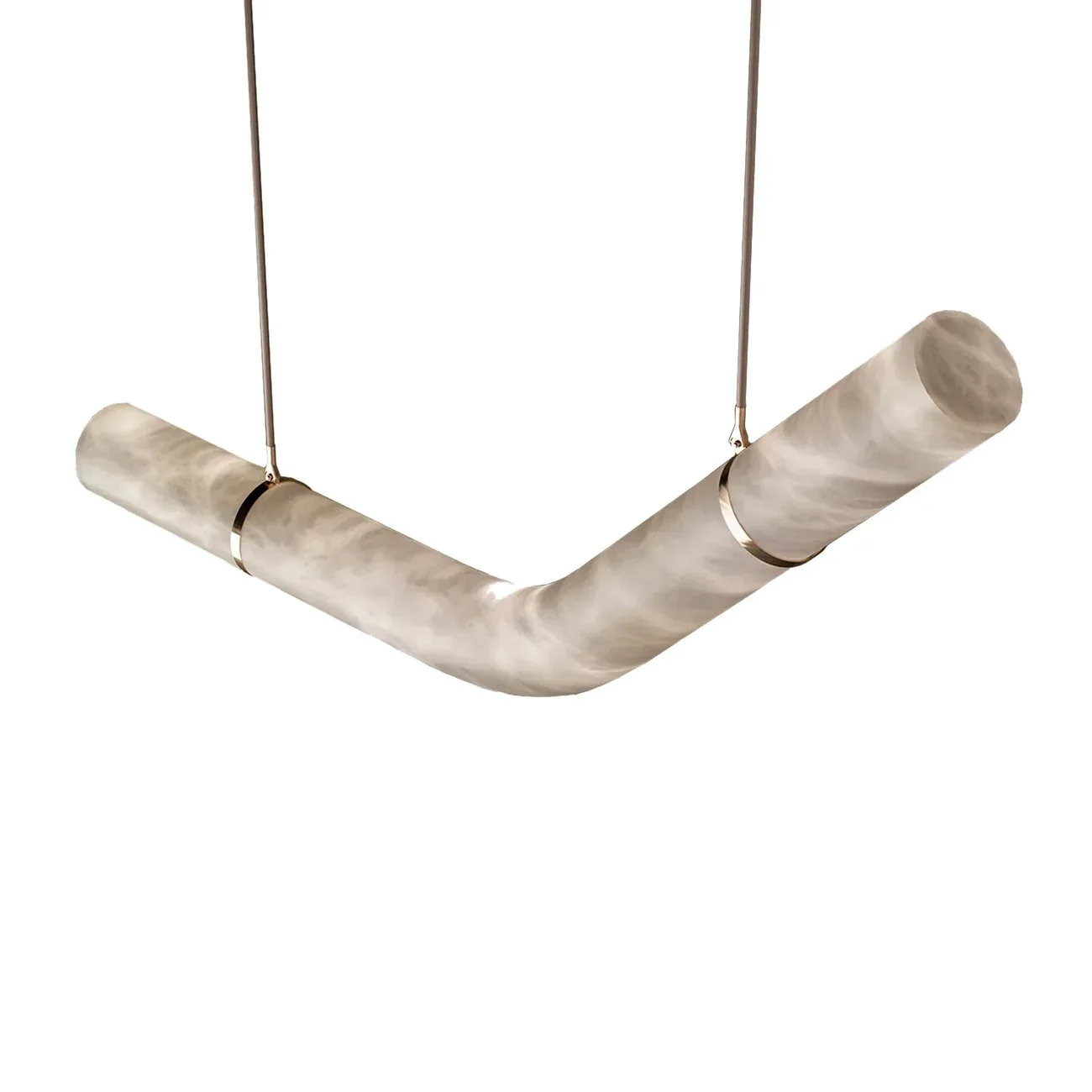 Modern Minimalist Curved Natural Alabaster Pendant Light detail view 3