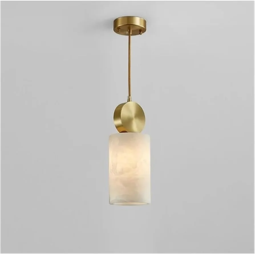 Modern Minimalist Geometrical Alabaster and Brass Mixed Shape Pendant Light Collection detail view 3