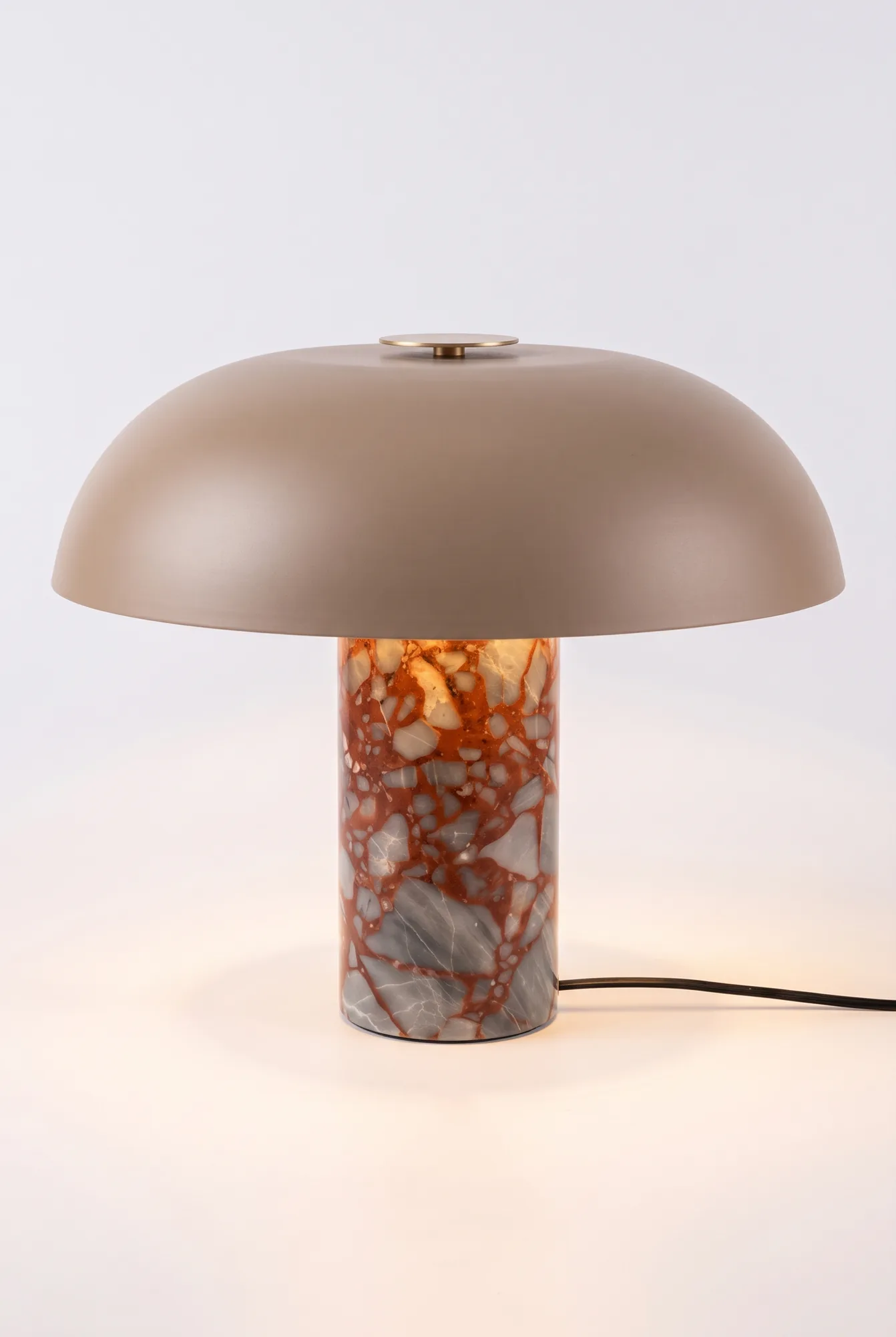 Modern Minimalist Metal and Marble Mushroom Table Lamp Collection