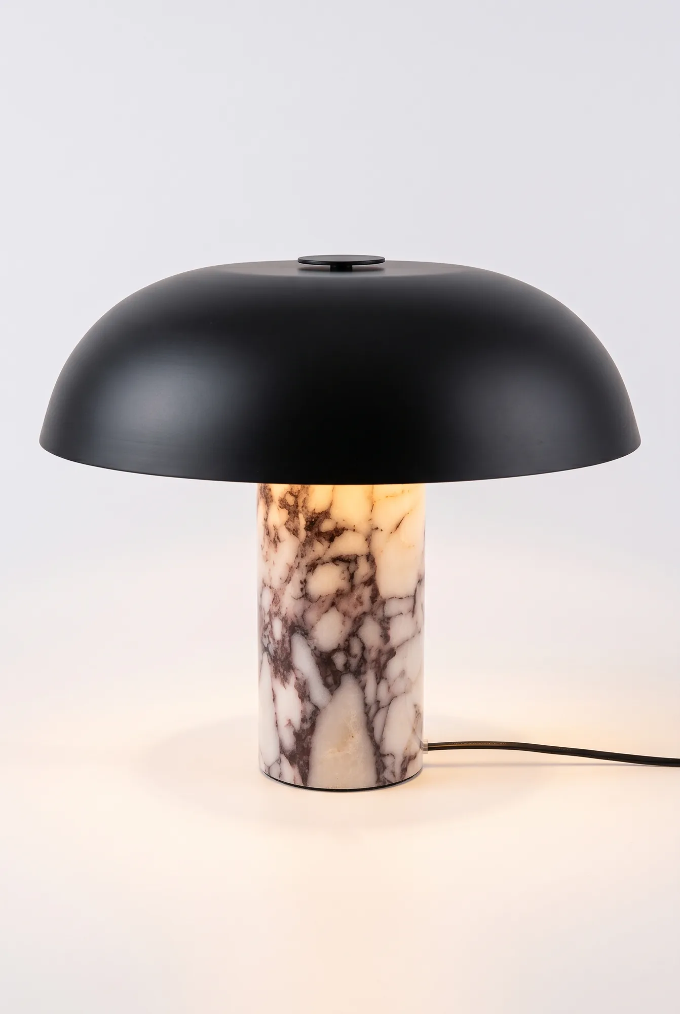 Modern Minimalist Metal and Marble Mushroom Table Lamp Collection detail view 1