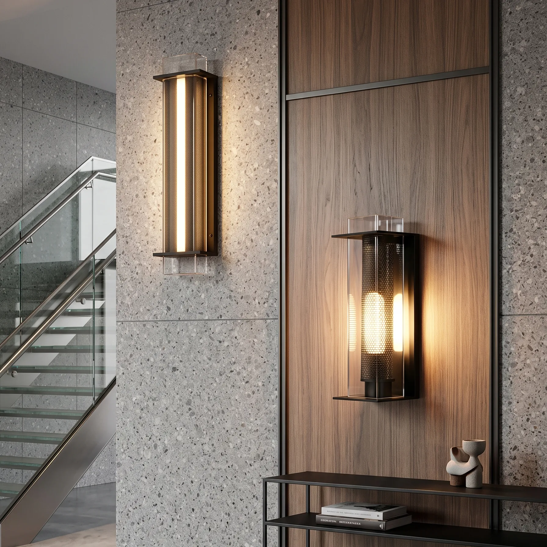Modern Minimalist Perforated Metal and Clear 亚克力 线性 吊灯