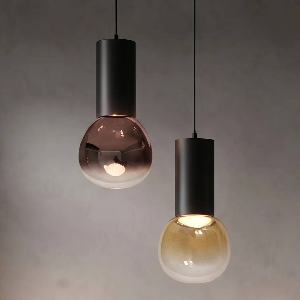 Modern Minimalist Sphere Glass Pendant and Table Lamp Collection detail view 1