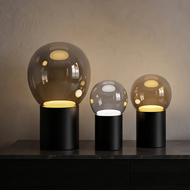 Modern Minimalist Sphere Glass Pendant and Table Lamp Collection detail view 3