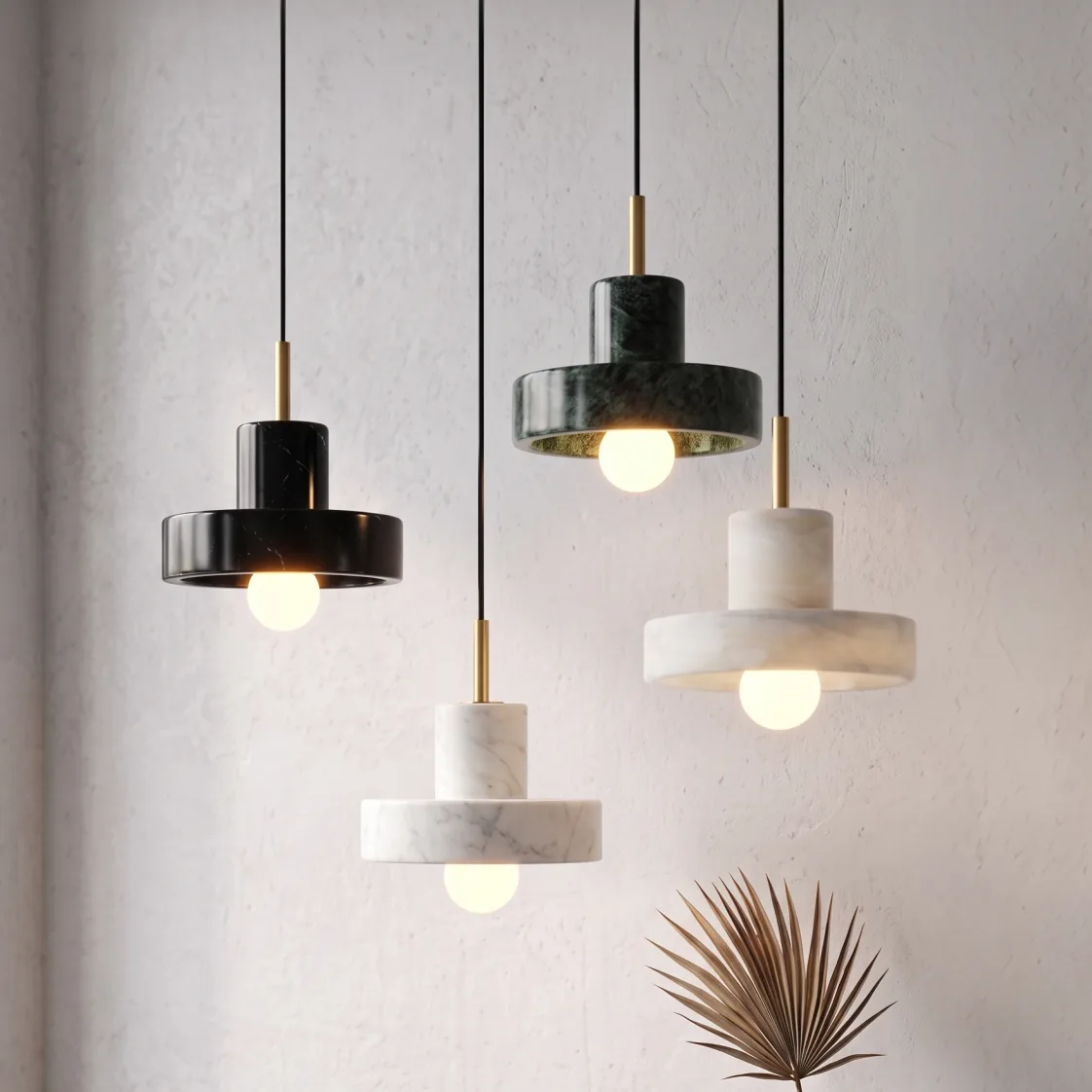 Modern Minimalist Tiered Marble Pendant Light Collection