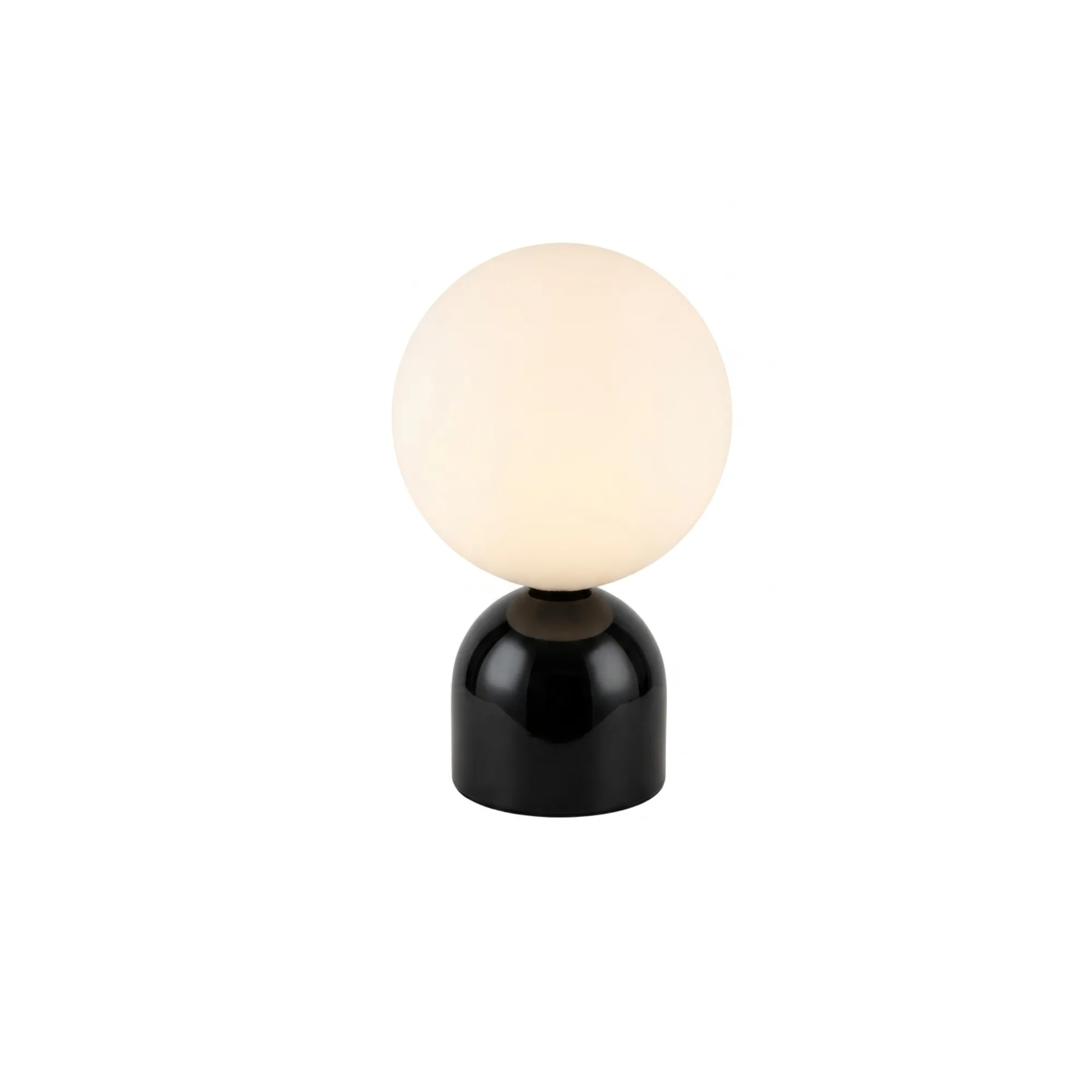 Modern Minimalist White Glass Globe and Multi-Textured Marble Base Table Lamp Collection detail view 2