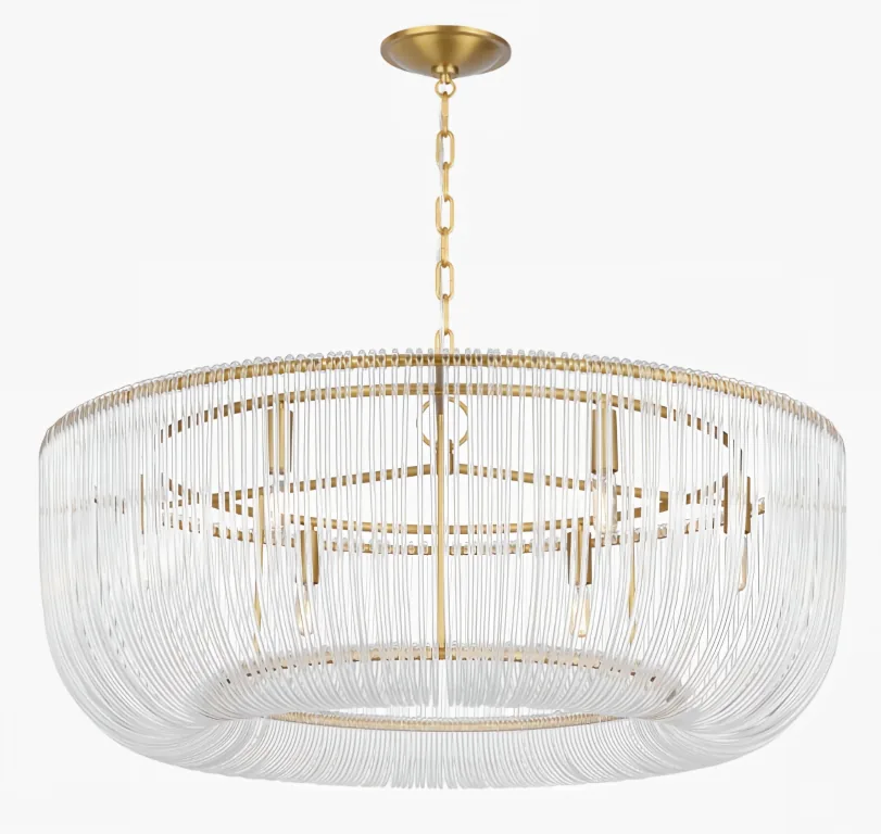 Multi-Tiered Cylindrical Glass Rod Chandelier detail view 4