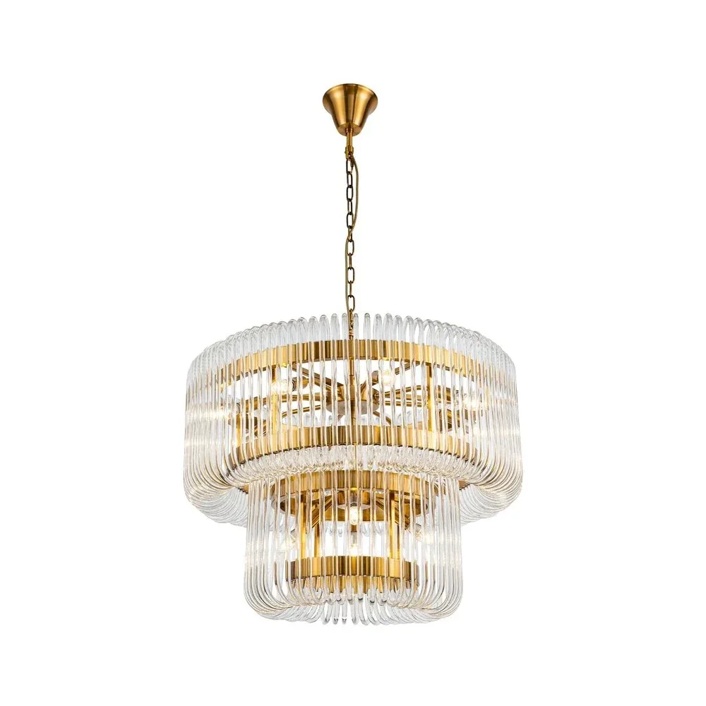 Multi-Tiered Cylindrical Glass Rod Chandelier detail view 5