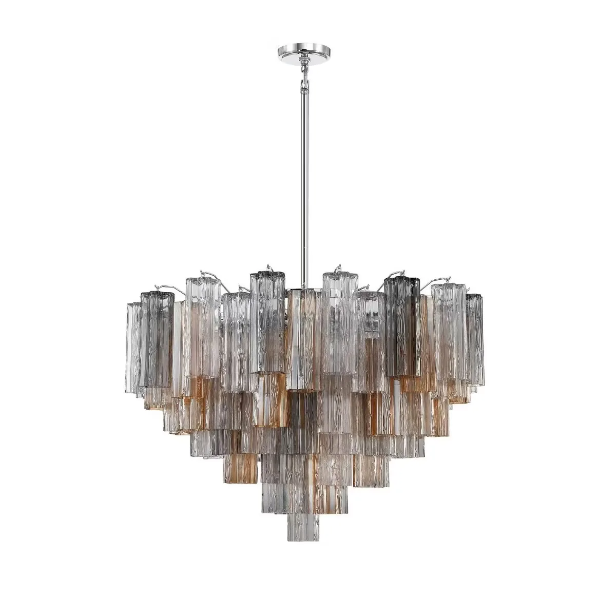 Multi-Tiered Gradient Color Glass Block Chandelier detail view 2