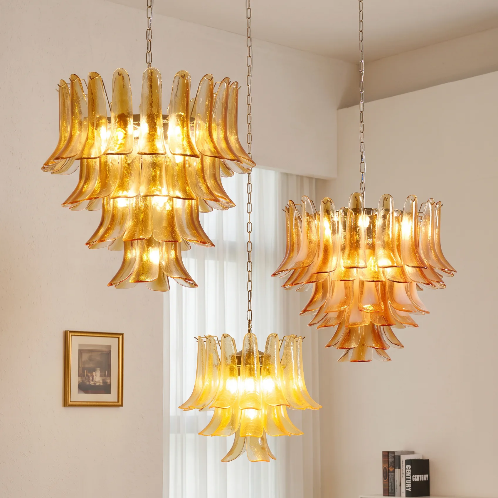 Multi-Tiered Petal Glass Chandelier detail view 1
