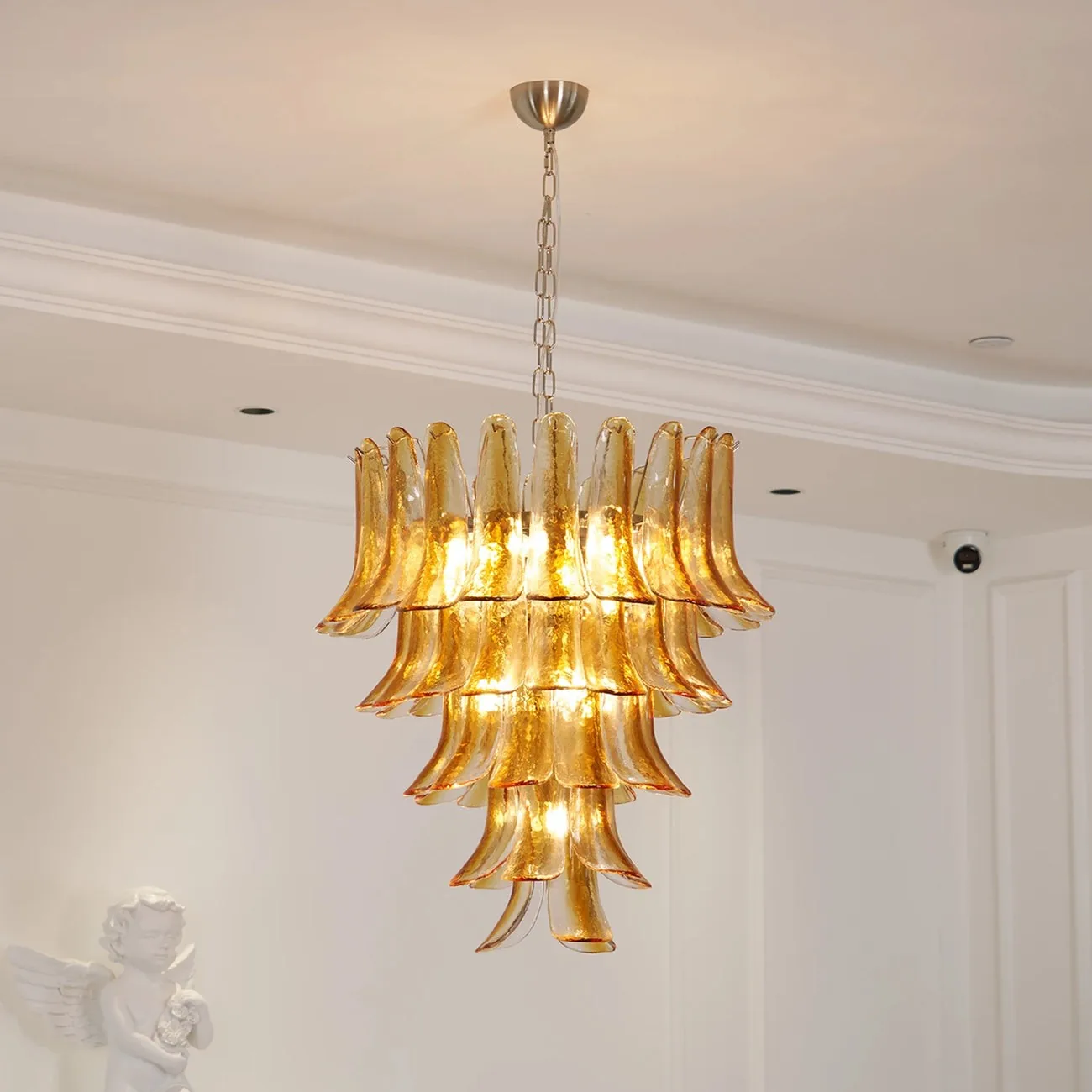 Multi-Tiered Petal Glass Chandelier detail view 2