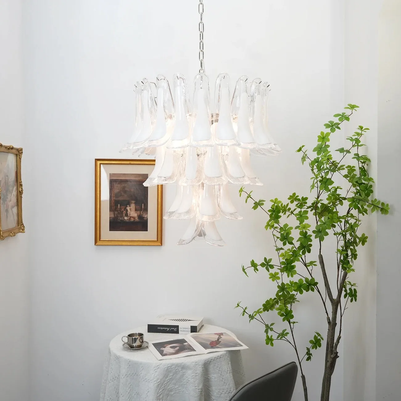 Multi-Tiered Petal Glass Chandelier detail view 3