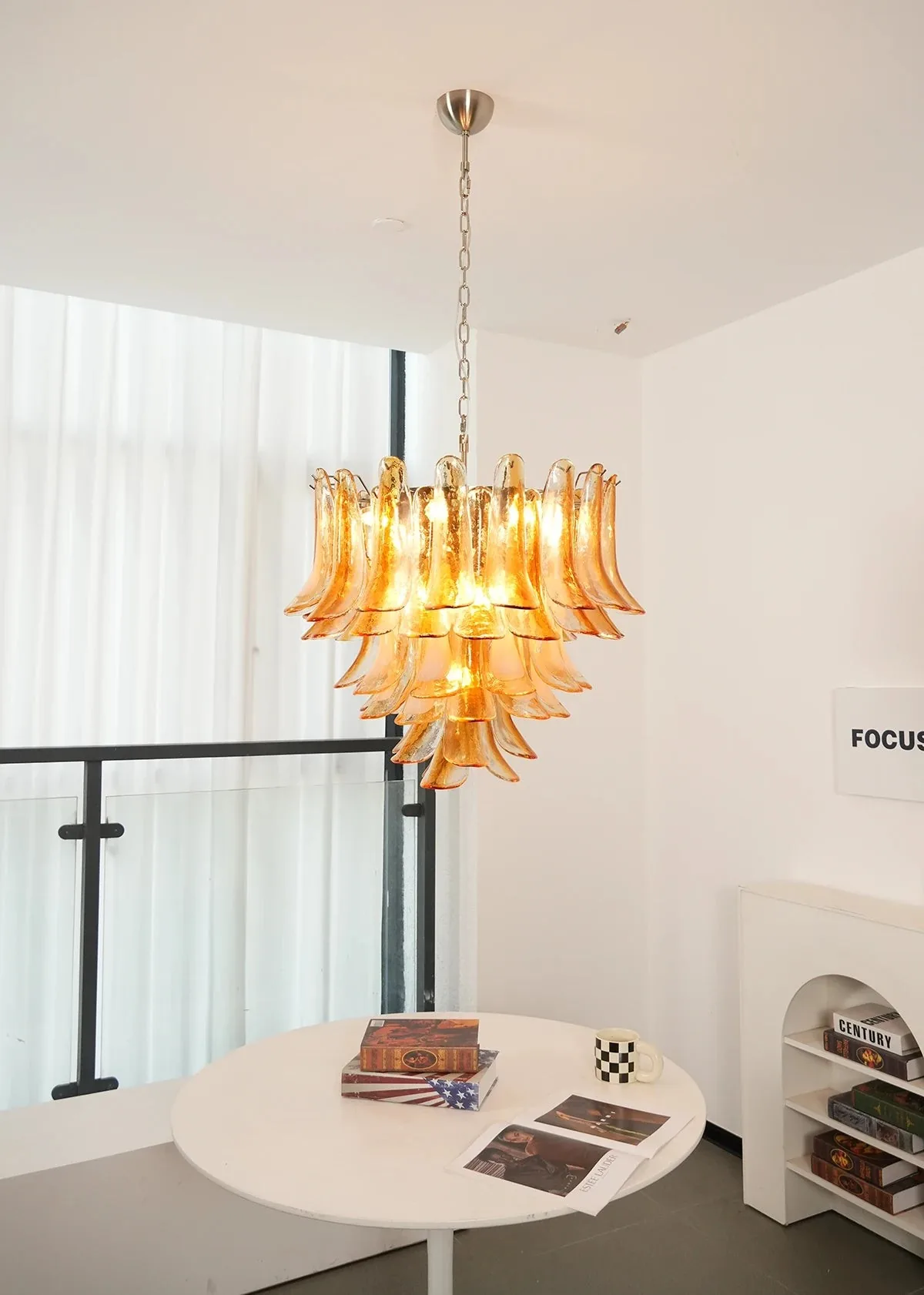 Multi-Tiered Petal Glass Chandelier detail view 4
