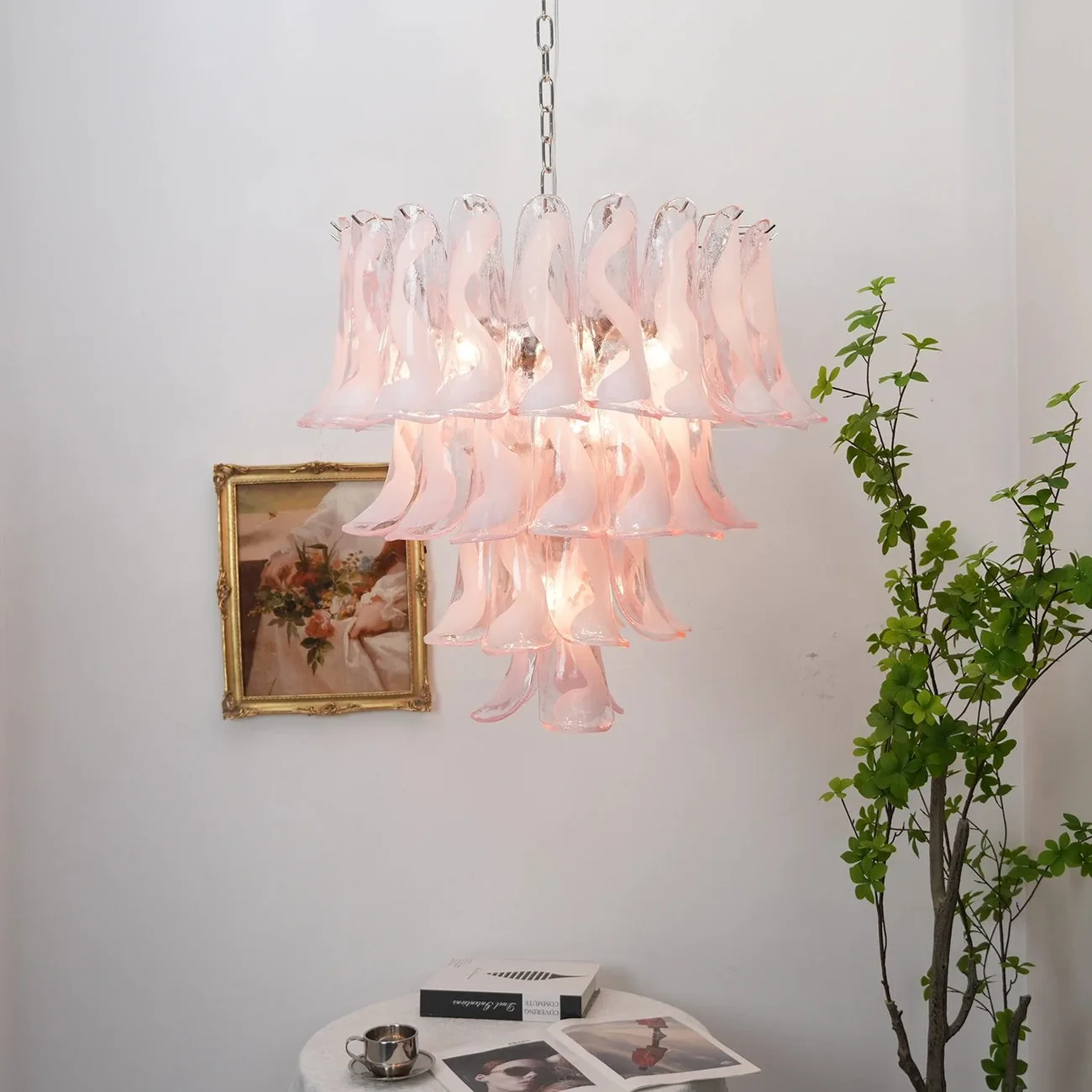 Multi-Tiered Petal Glass Chandelier detail view 5