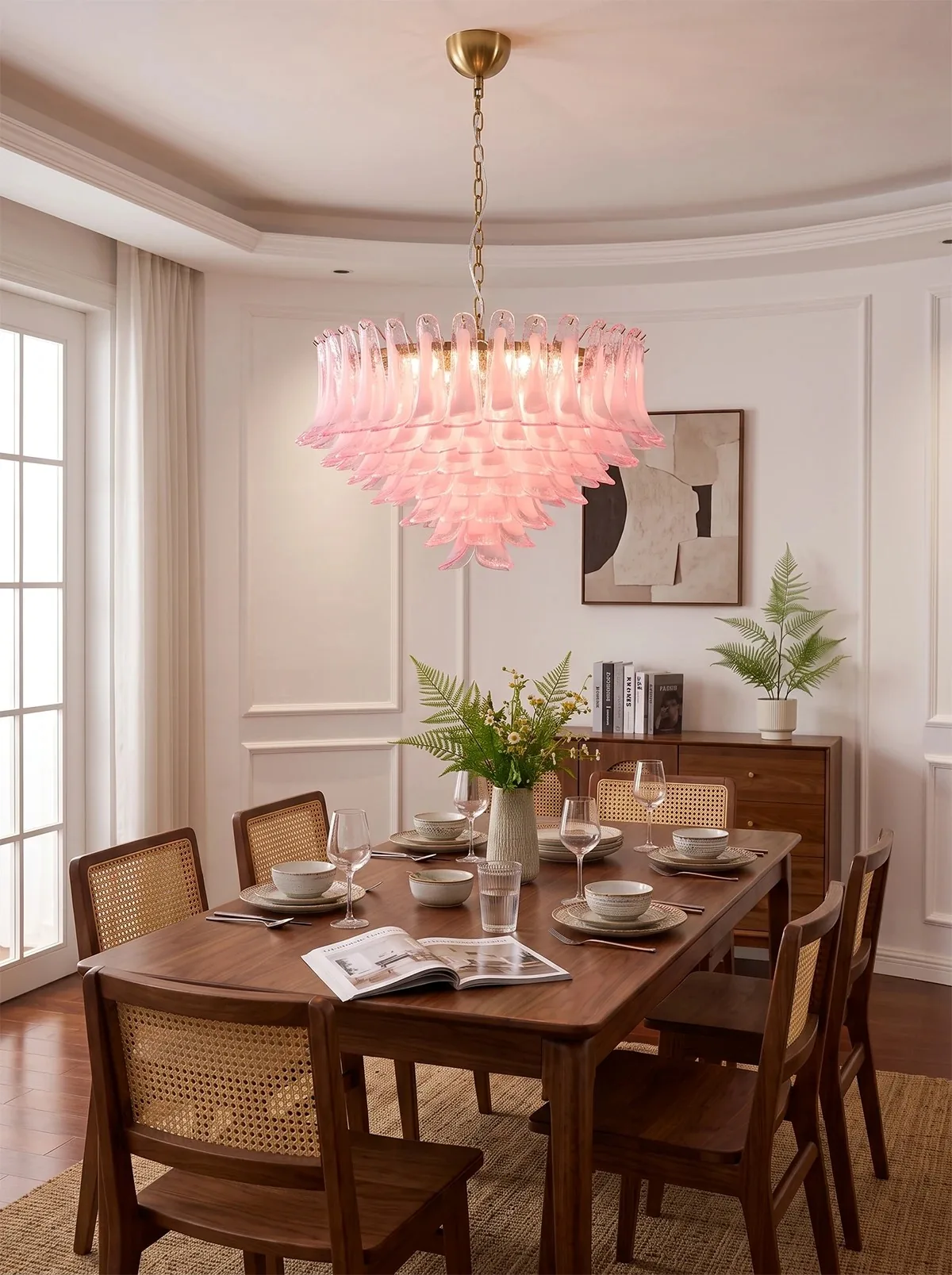 Multi-Tiered Petal Glass Chandelier detail view 8