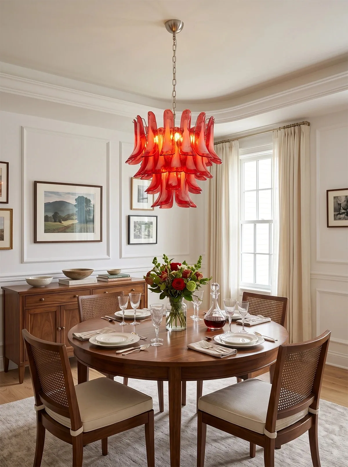 Multi-Tiered Petal Glass Chandelier detail view 9