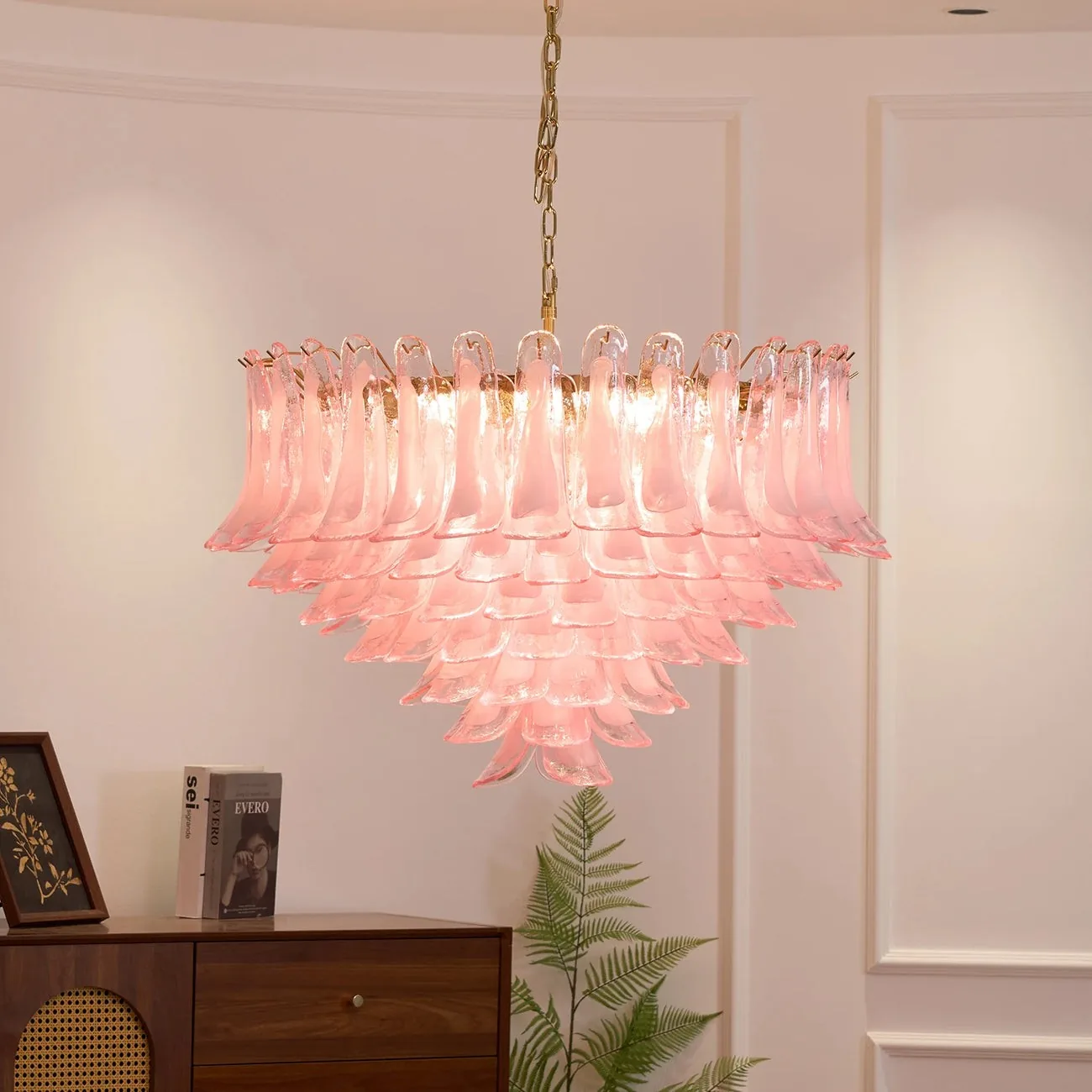 Multi-Tiered Petal Glass Chandelier detail view 14