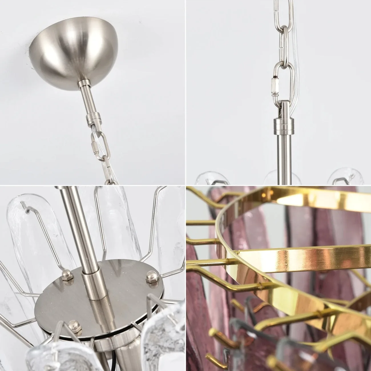 Multi-Tiered Petal Glass Chandelier detail view 17