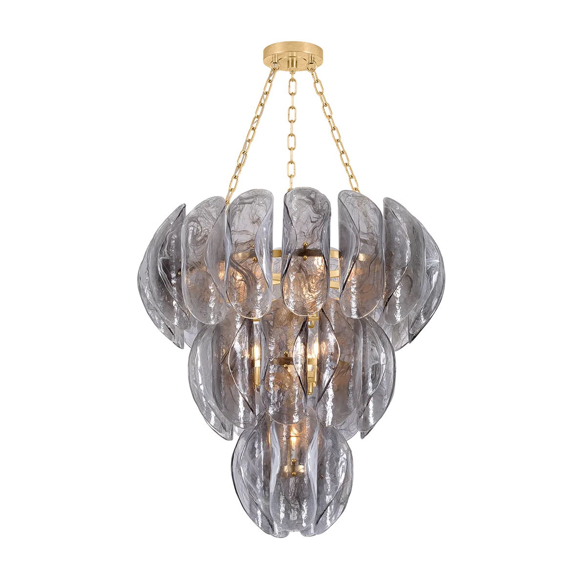 Multi-Tiered Slit Petal Glass Chandelier (Smoked Grey) detail view 6