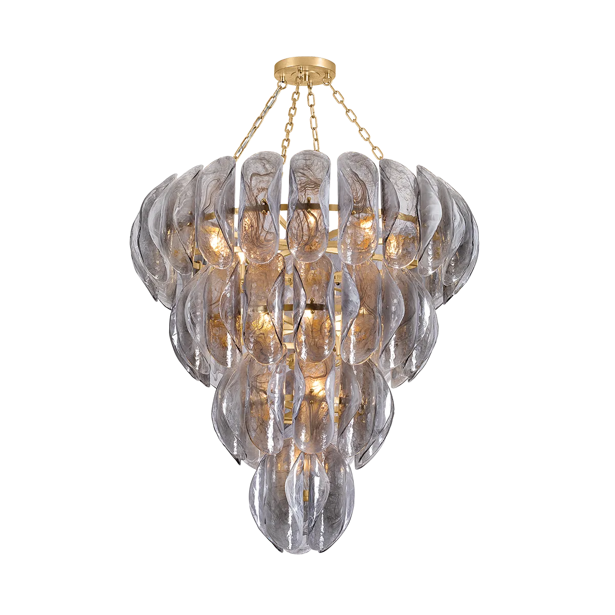 Multi-Tiered Slit Petal Glass Chandelier (Smoked Grey) detail view 7