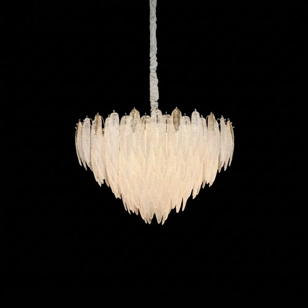 Multi-Tiered Textured Feather Glass Chandelier detail view 8