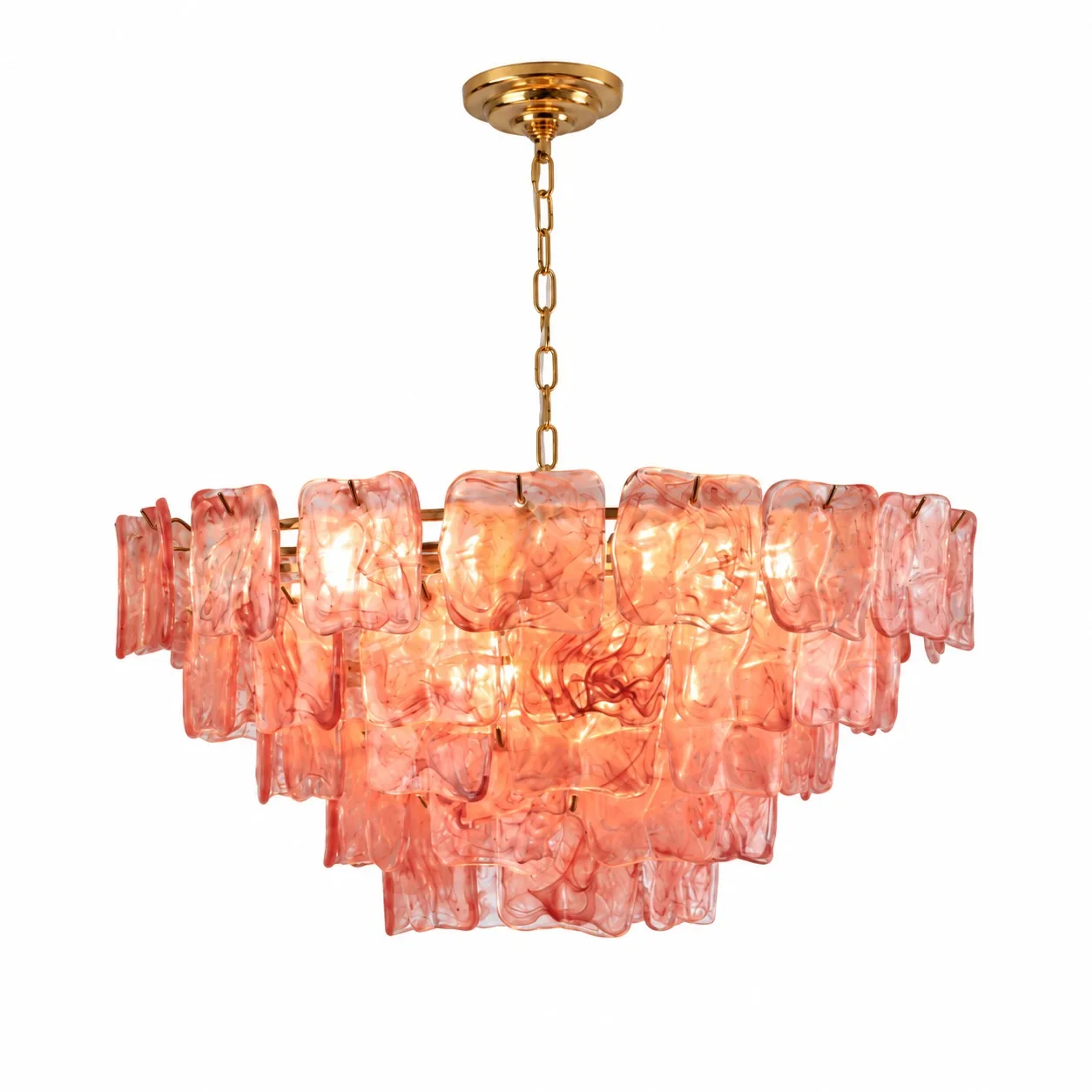 Multi-Tiered Textured Ice Glass Chandelier detail view 2