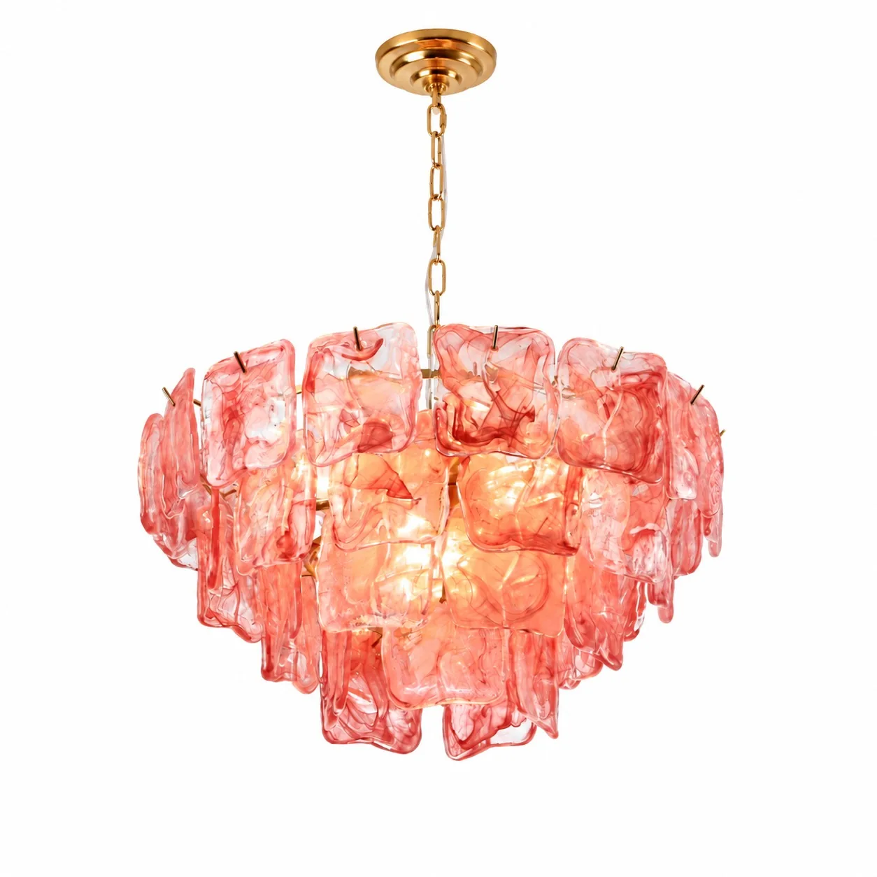 Multi-Tiered Textured Ice Glass Chandelier detail view 3