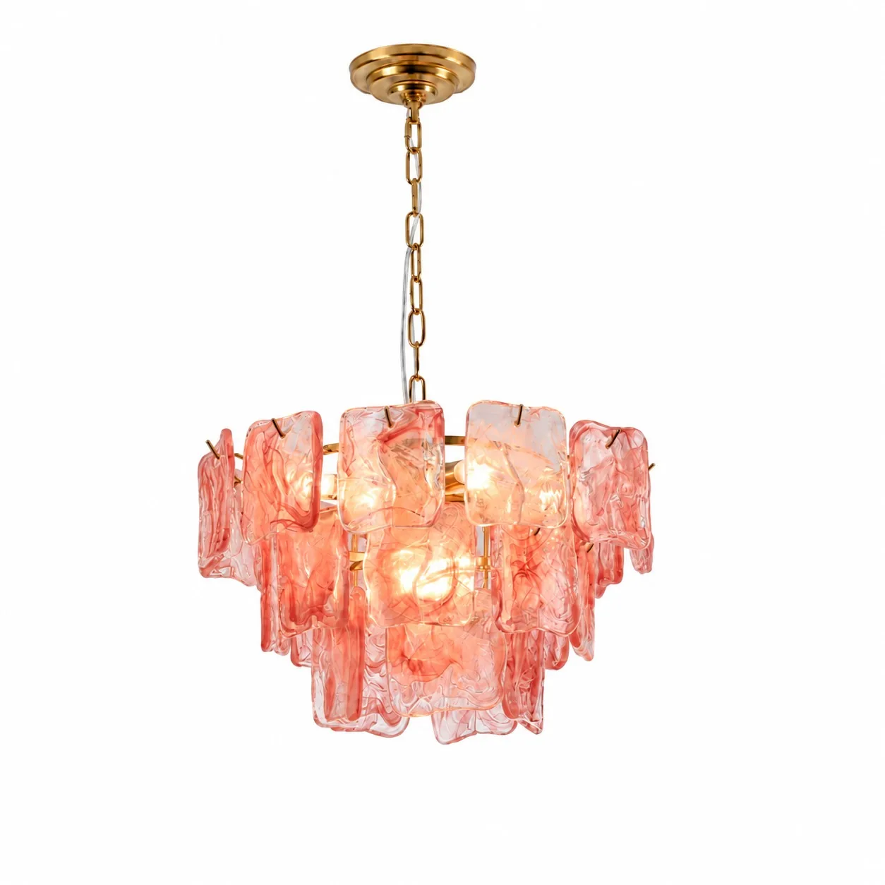 Multi-Tiered Textured Ice Glass Chandelier detail view 4