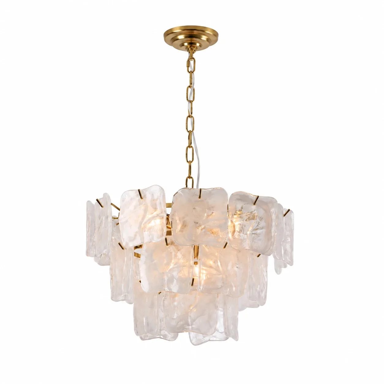 Multi-Tiered Textured Ice Glass Chandelier detail view 5