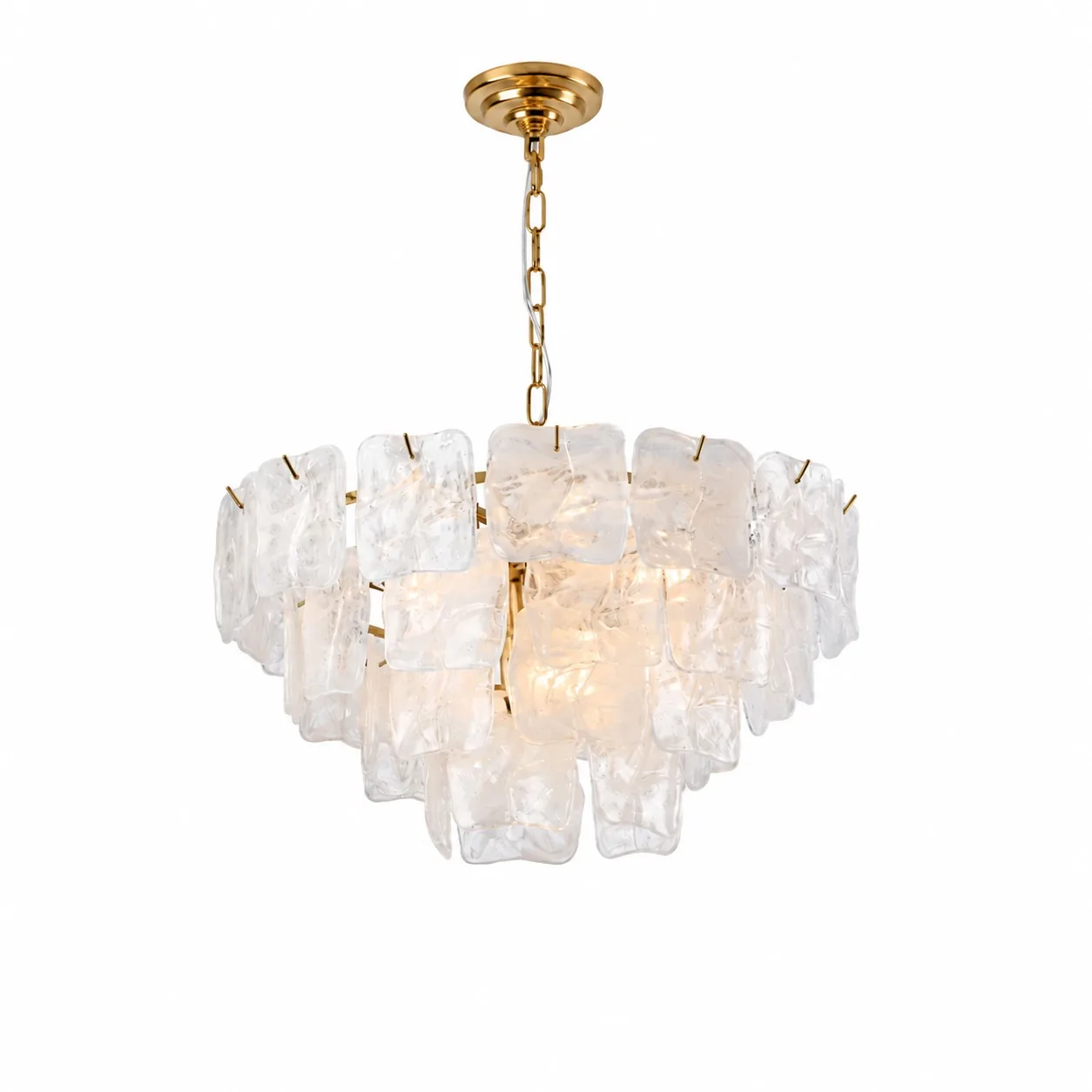 Multi-Tiered Textured Ice Glass Chandelier detail view 6