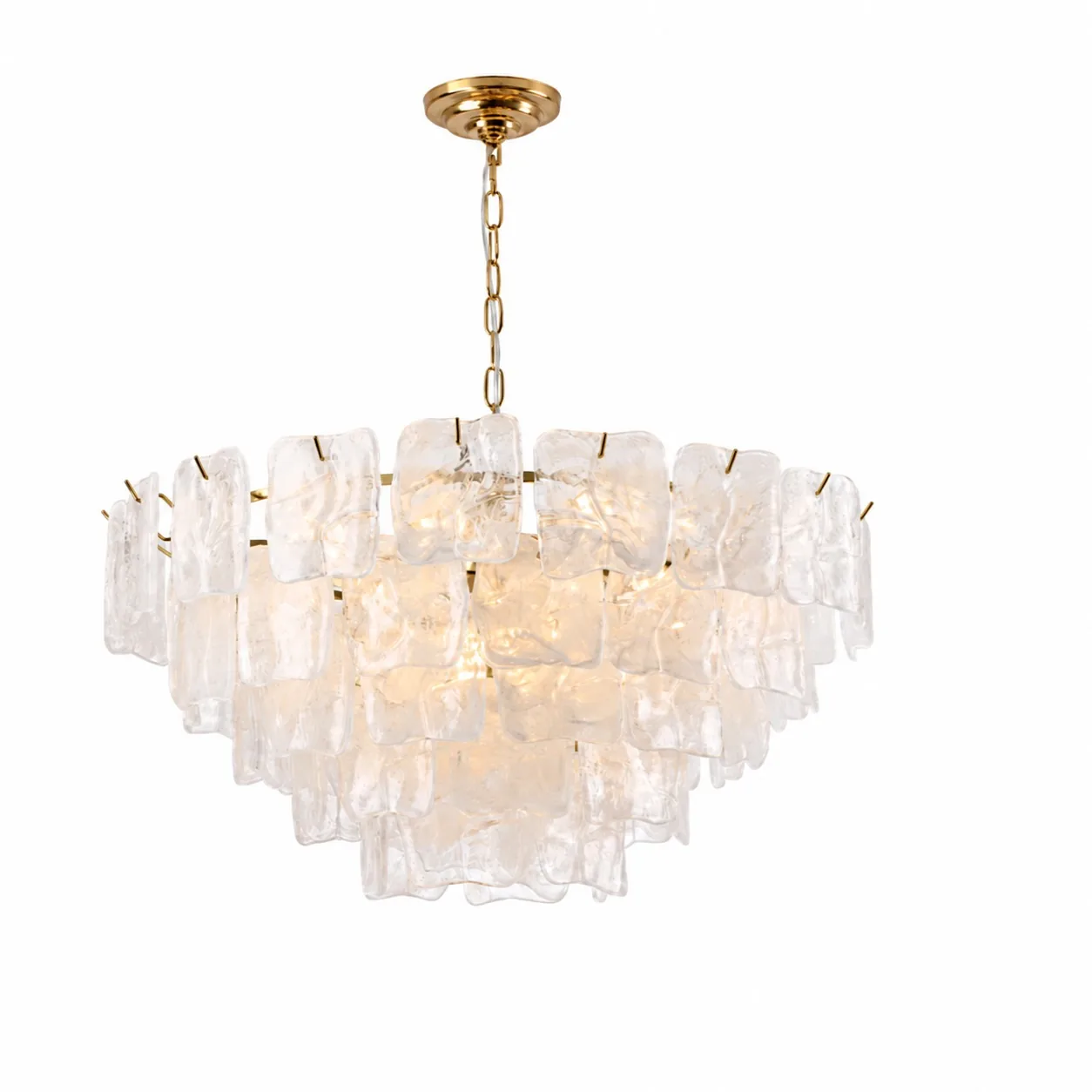 Multi-Tiered Textured Ice Glass Chandelier detail view 7