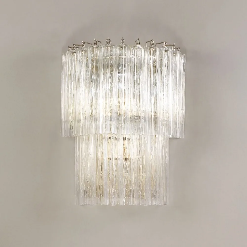 Multi-Tiered Vertical Textured Glass Chandelier (Clear) detail view 6