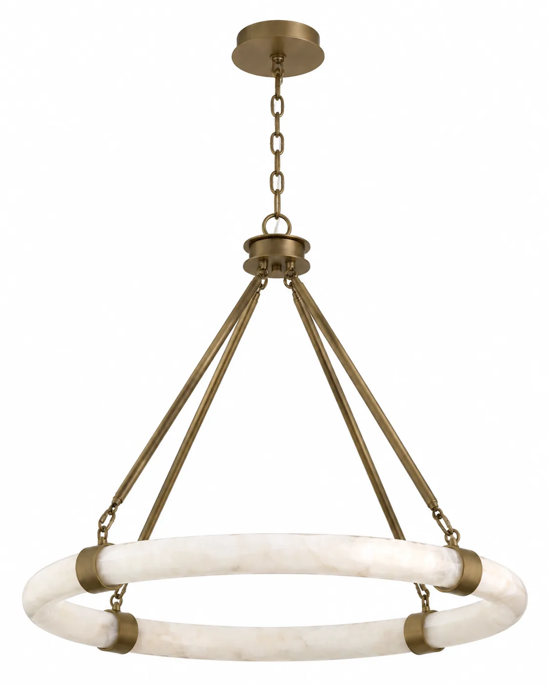Natural Alabaster Round Ring Chandelier with Suspension Chain detail view 4