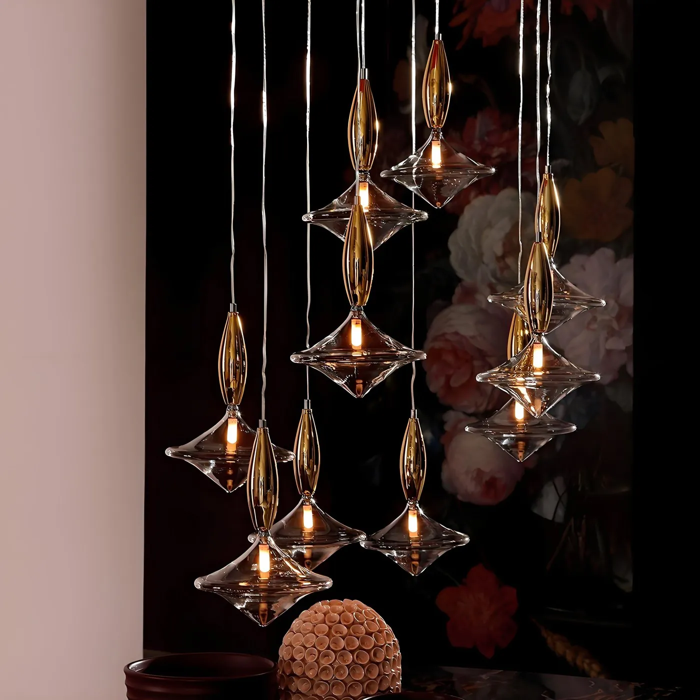 Cambodia Amber Glass Pendants