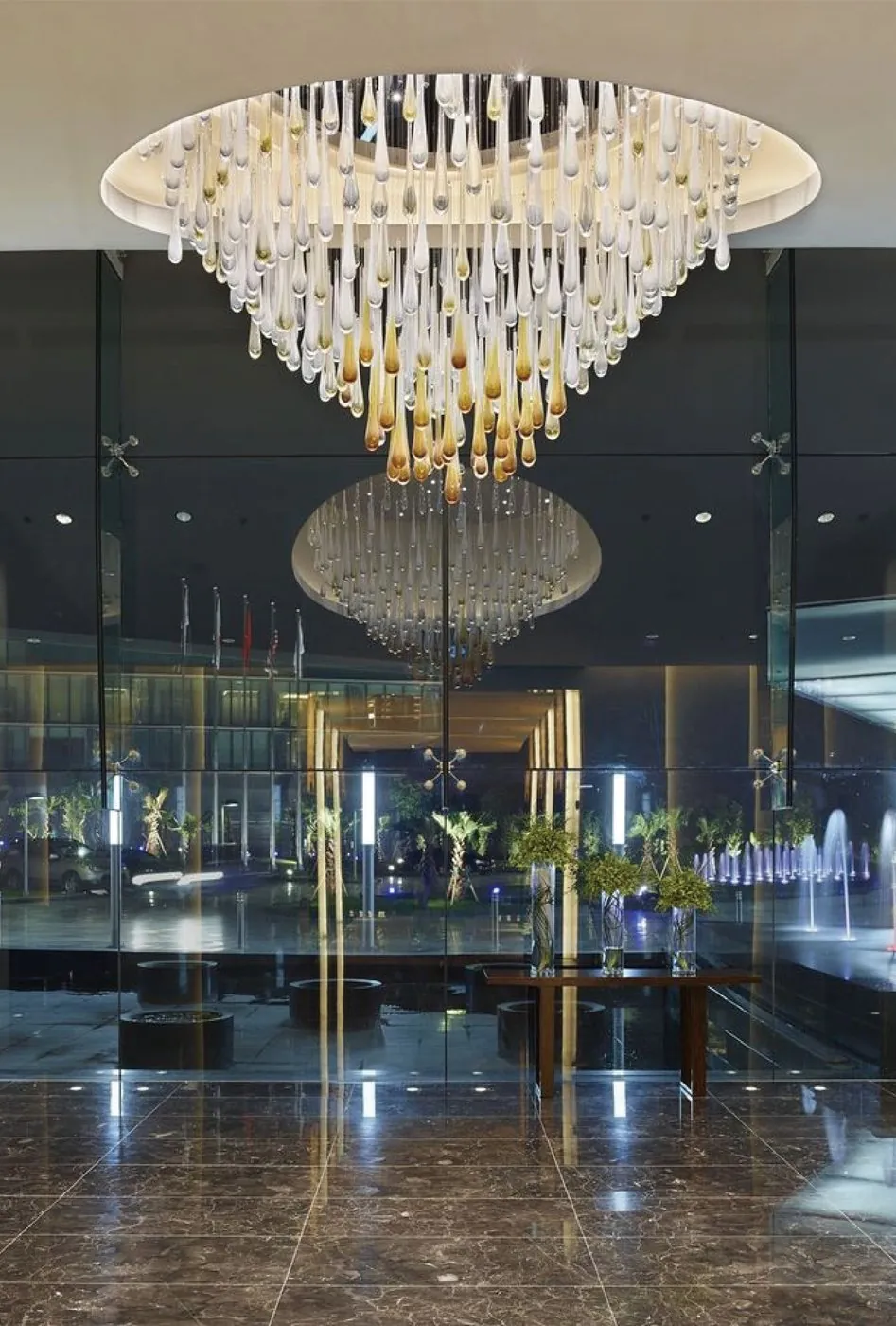 Cambodia Turquoise Lobby Chandelier project view