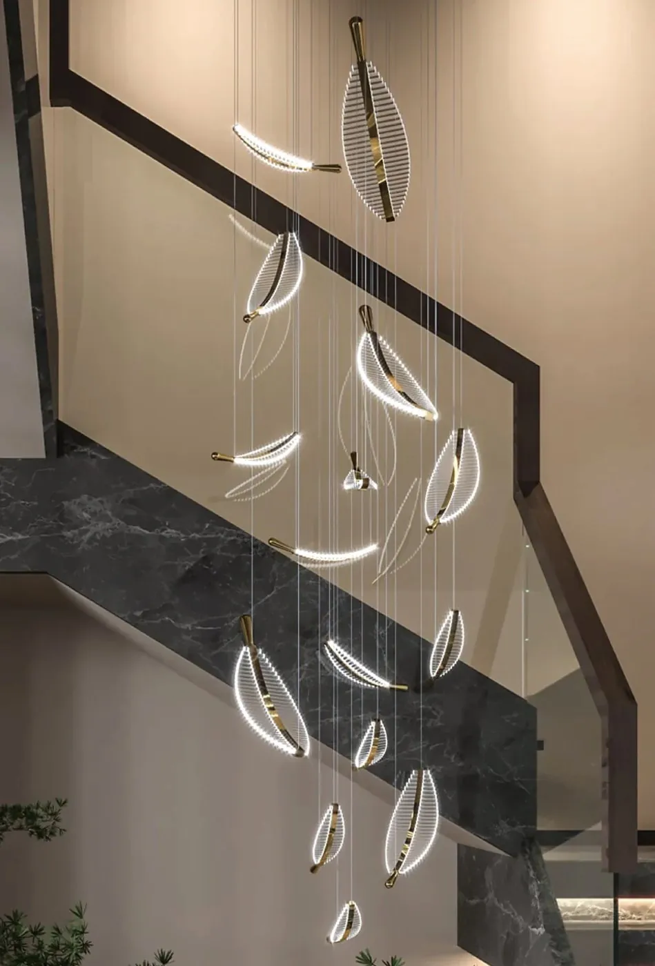 Feather Staircase Chandelier