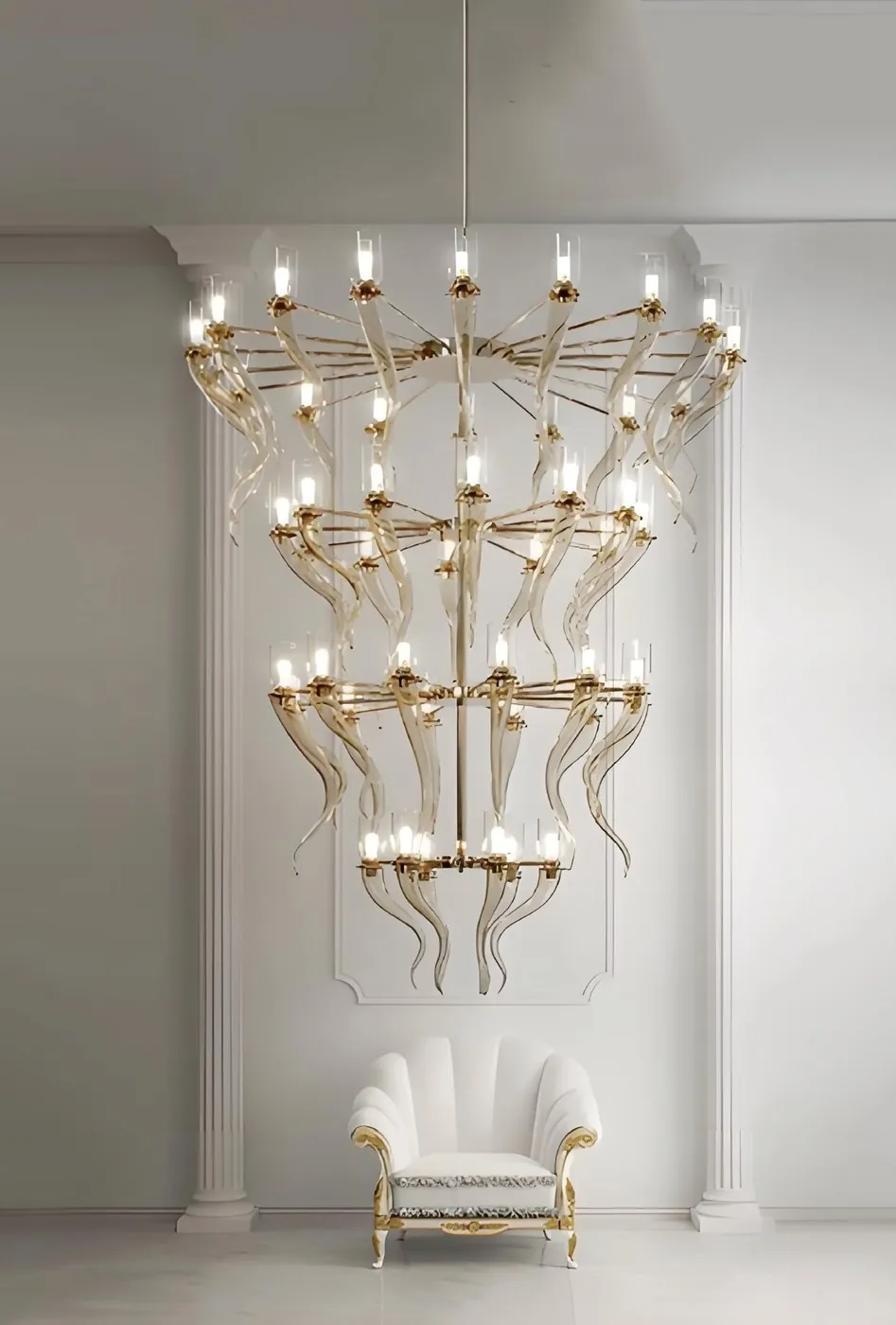 Classic Gold Glass Chandelier