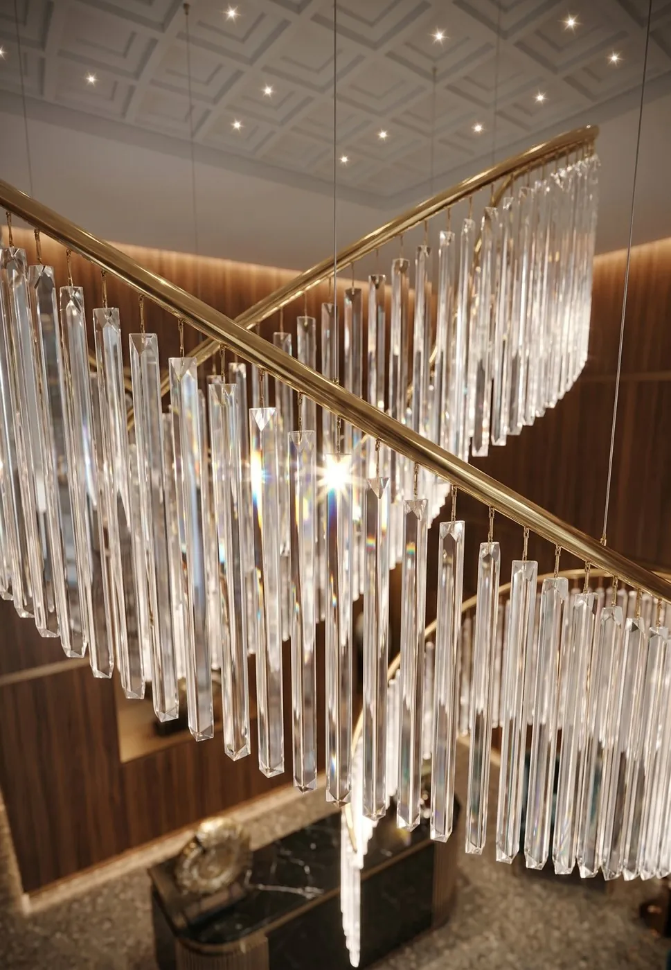 UAE Sculptural Staircase Chandelier project view
