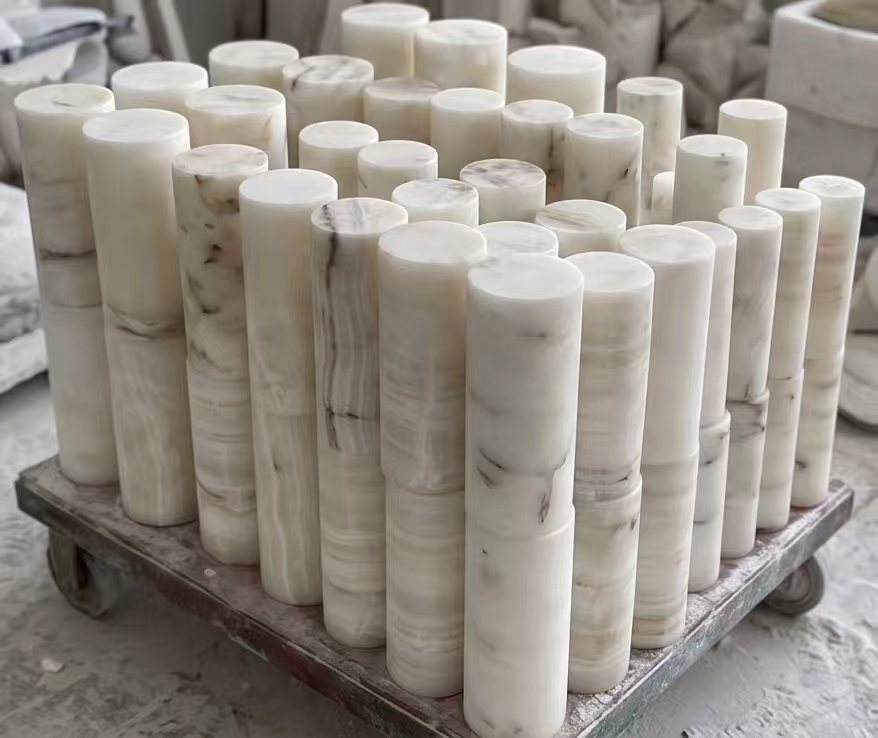 Finished alabaster cylinders ready for use